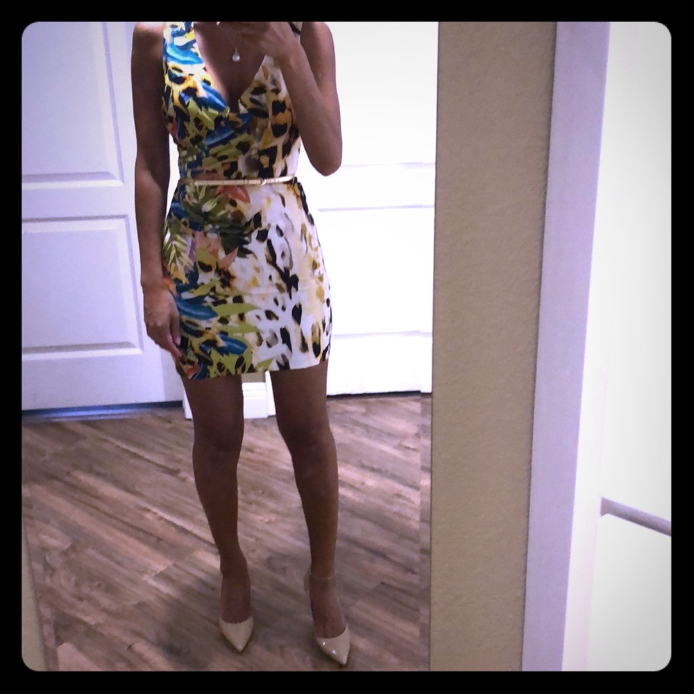 Bebe tropical print mini dress